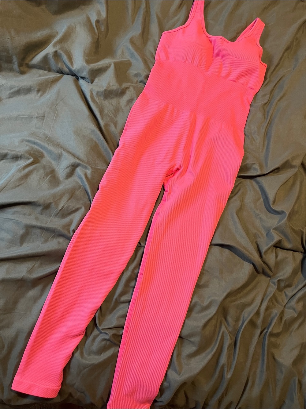 Amazon Hot Pink Ribbed Stretch Jumpsuit